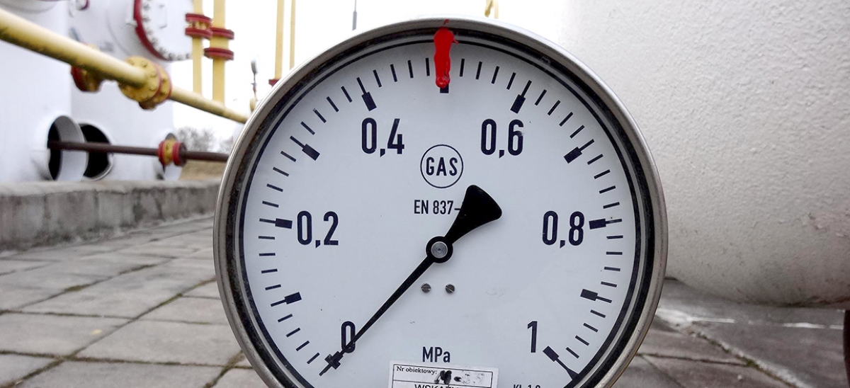 Ein Gas-Manometer steht auf &quot;0&quot;